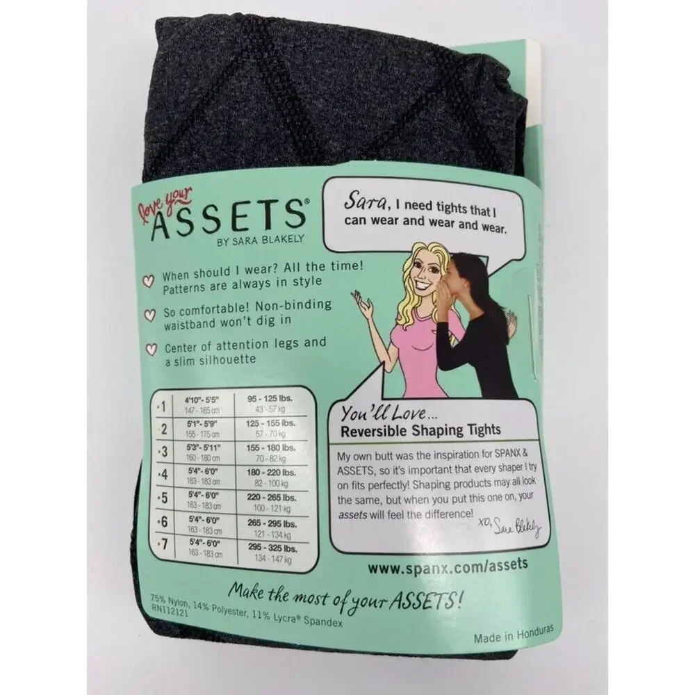 Love Your Assets Sara Reversible Shaping Tights Sz 4 180 - 220 Black Diamond‎